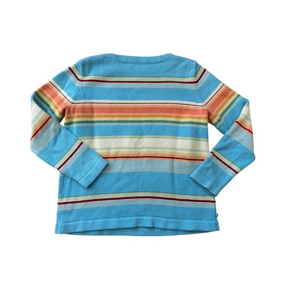 LAUREN, RALPH LAUREN Women's 100% Cotton Sweater, Size Lg; Colorful Stripes - Picture 2 of 11